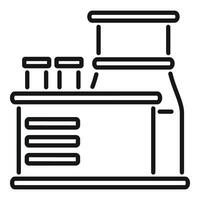 Laboratory equipment showing glass flasks on a shelf vector