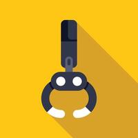 Robotic arm gripper holding on yellow background vector