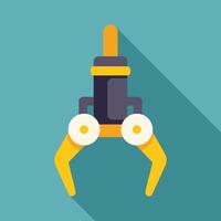 Industrial robot arm lifting holding carrying moving object flat design icon vector