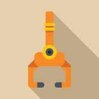 Orange robotic arm picking up object with long shadow vector