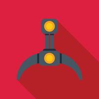 Robotic arm manipulator picking up object on red background vector