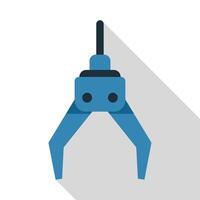 Industrial robotic arm manipulator gripping with two metallic claws vector