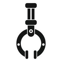 Industrial robot arm picking up object silhouette icon vector