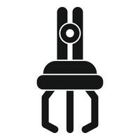Robotic arm holding object with three fingers icon vector