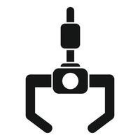 Industrial robot arm gripper holding object icon vector