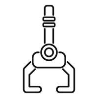 Robotic arm gripper holding object, automation technology icon vector