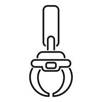 Industrial robot arm claw holding object line icon vector