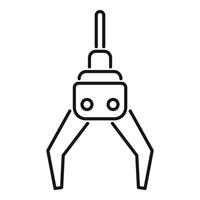 Excavator bucket holding nothing grabbing machine line icon vector