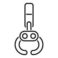 Robotic arm gripper picking up object icon vector