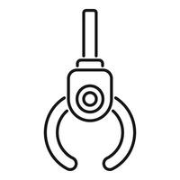 Robotic arm gripper holding an object icon outline style vector