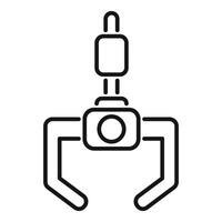 Robotic arm gripper holding object with sensors icon vector