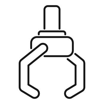 Robotic arm holding object, automation technology icon vector