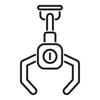 Robotic arm holding something with mechanical gripper vector