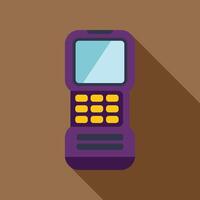 Electronic device showing blank screen with buttons and long shadow vector