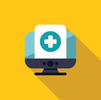 Desktop computer showing medical cross symboling online healthcare vector