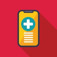 Mobile phone showing medical app with cross symbol for healthcare vector