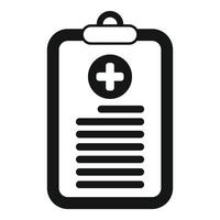 Medical report icon showing patient data with cross symbol vector
