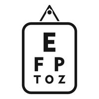 Eye chart hanging showing letter e for eyesight test vector