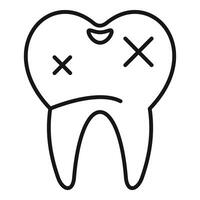 Caries damaged teeth showing need for dentist appointment icon vector
