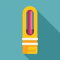 Yellow and pink marker pen pointing upwards with long shadow vector