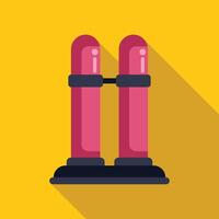 Oxygen tanks standing on yellow background flat design icon with long shadow vector