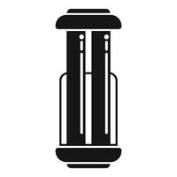 Uv lamp for disinfection and sterilization is shining, simple black icon vector