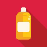 Yellow plastic bottle with white label on red background vector