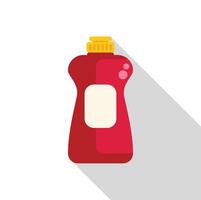 Red plastic detergent bottle with yellow cap casting shadow vector