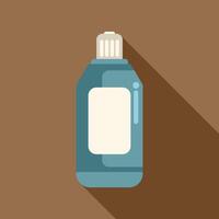 Blue plastic bottle with white label and black cap having long shadow on brown background vector