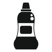 Black plastic detergent bottle with measuring scale icon simple style vector