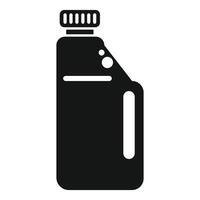 Black plastic detergent bottle with measuring lines and bubbles icon vector