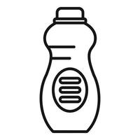 Cleaning detergent bottle with ergonomic grip and measuring lines icon vector