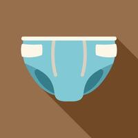 Blue baby diaper with elastic bands is lying on brown background vector