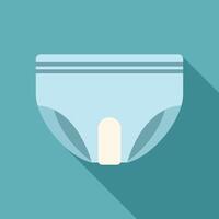 Baby diaper with long shadow on turquoise background vector