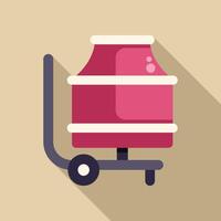 Portable concrete mixer standing on a hand truck with long shadow vector