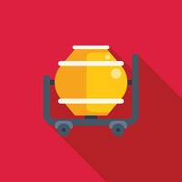 Yellow concrete mixer using rotating drum for mixing cement on construction site vector