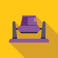 Concrete mixer rotating on a support beams with long shadow vector
