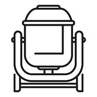 Concrete mixer standing on building site drawing vector