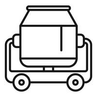 Line art icon of a concrete mixer working on a construction site vector