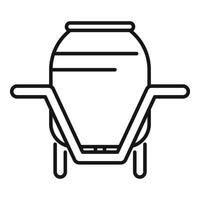 Concrete mixer using wheelbarrow as support for building construction vector