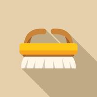 Cleaning brush with wooden handle lying on beige background vector