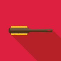 Cleaning brush lying on red background with long shadow vector