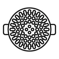 Round double boiler pot icon, outline style vector