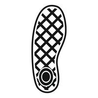 Black shoe sole with pattern and heel insert icon showing footprint vector