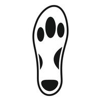 Black and white icon of a footprint with four toes vector