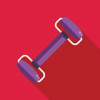 Purple dumbbell lying on red background with long shadow vector