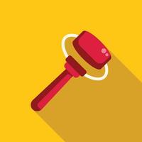 Red rattle toy making sound with long shadow on yellow background vector