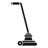 Manual lawn mower pushing forward with one wheel and long handle icon vector