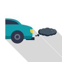 Car emitting exhaust smoke pollution from vehicle pipe causing global warming effect vector
