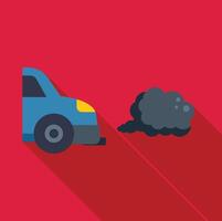 Blue car emitting black smoke pollution icon vector